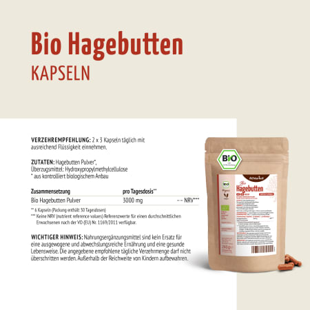 Bio Hagebutten Kapseln Nachfüllpack (400 Kapseln)