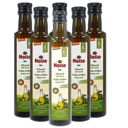 6er Pack Bio-Olivenöl nativ extra, ab dem 5. Monat (250ml)