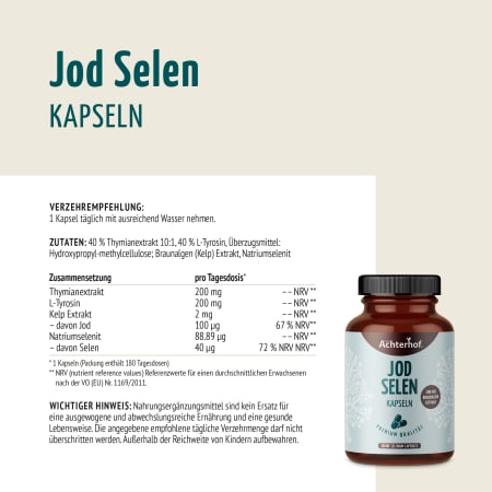 Jod Selen Kapseln (180 Kapseln)