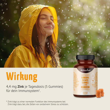 Saftgold Kurkuma Ingwer Gummies Apfel Mango + Zink (75 Stück)
