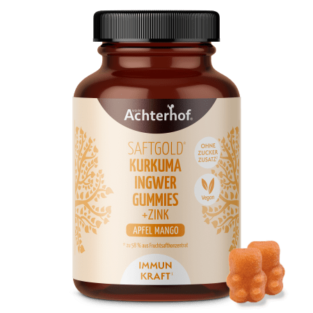 Saftgold Kurkuma Ingwer Gummies Apfel Mango + Zink (75 Stück)