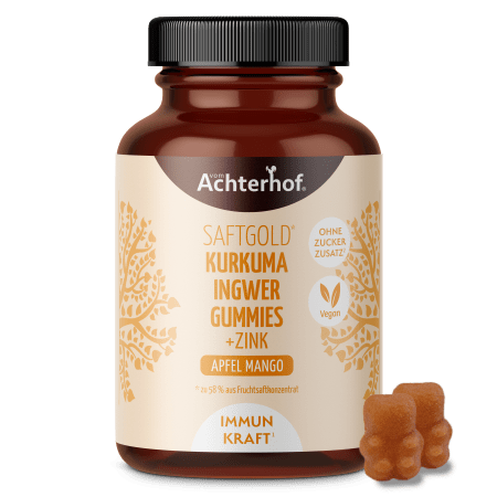 Saftgold Kurkuma Ingwer Gummies Apfel Mango + Zink (75 Stück)