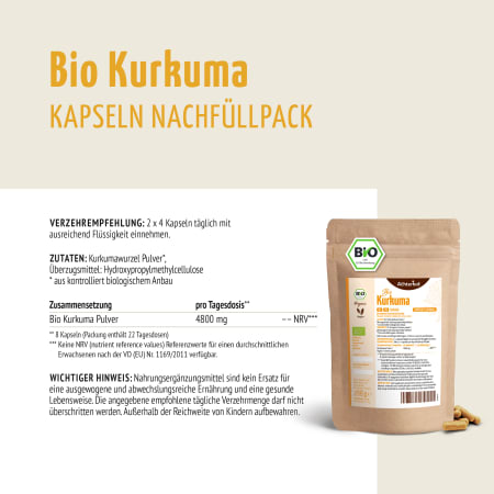 Bio Kurkuma Kapseln Nachfüllpack (400 Kapseln)