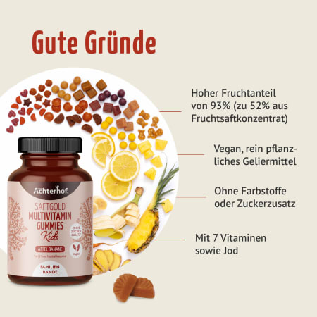 Saftgold Multivitamin Kids Gummies Apfel Banane (190 Stück)