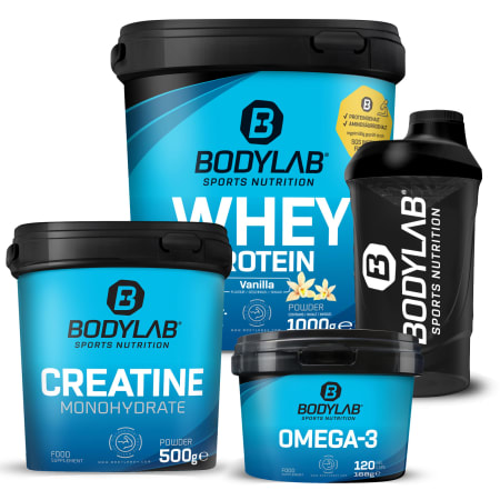 Bodylab Whey + Deal met Creatine Powder en Omega-3 capsules