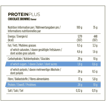 Protein+ Low in Sugars - 16x35g - Chocolate Brownie