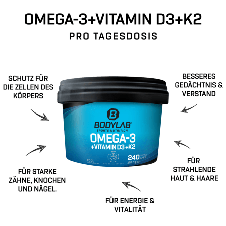 Omega 3 + D3 + K2 (Omega-3 Triglycerid + Vitamine) (240 Kapseln)