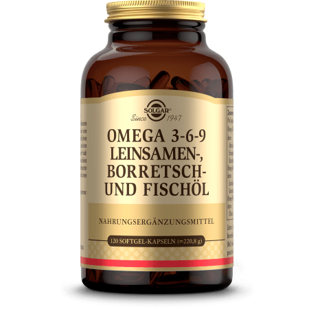 Omega 3-6-9 Leinsamen-, Borretsch- und Fischöl (120 Kapseln)