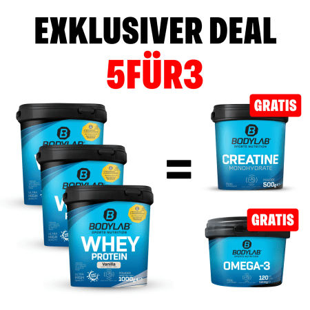 SUMMER DEAL: 5Für3 Protein-Powerpack mit Gratis Creatine + Omega-3