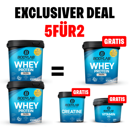 SUMMER DEAL: 5Für2 Protein-Powerpack mit Gratis Whey + Creatine + Vitamin A-Z