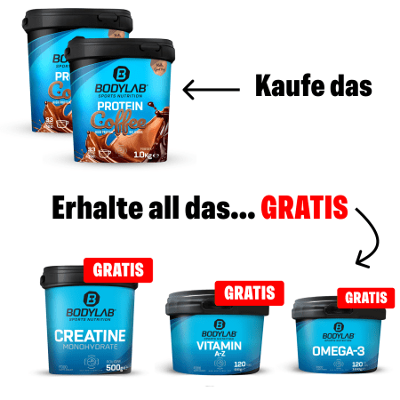 5Für2 Protein Coffee-Powerpack mit Gratis Creatine + Vitamin A-Z + Omega-3