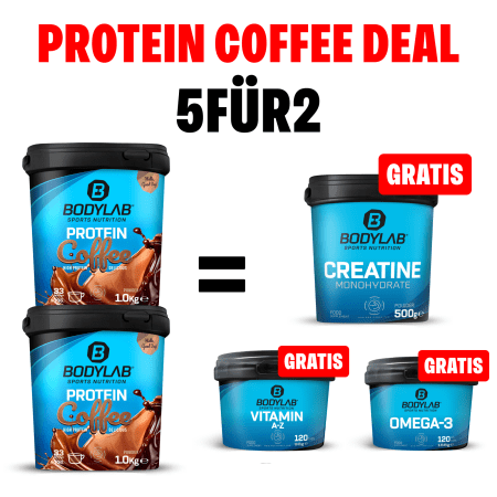 5Für2 Protein Coffee-Powerpack mit Gratis Creatine + Vitamin A-Z + Omega-3