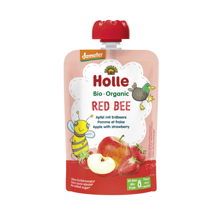 Demeter Red Bee - Pouchy Apfel mit Erdbeere, ab dem 8. Monat (100g)