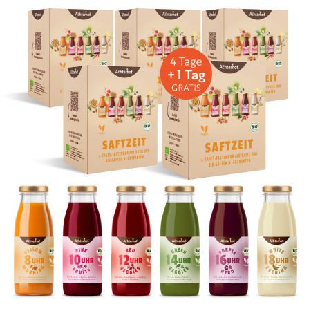 Saftzeit Bio Fastenkur 4+1 Tag gratis