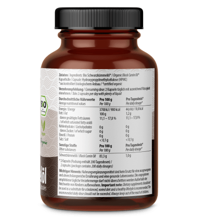 Schwarzkümmel-Öl Kapseln Bio (400 Kapseln)