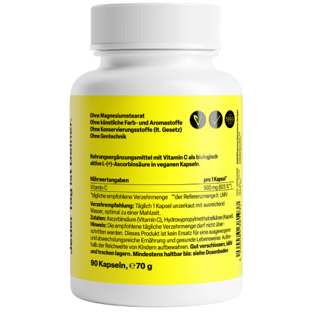 Vitamin C Kapseln 500mg (90 Kapseln)