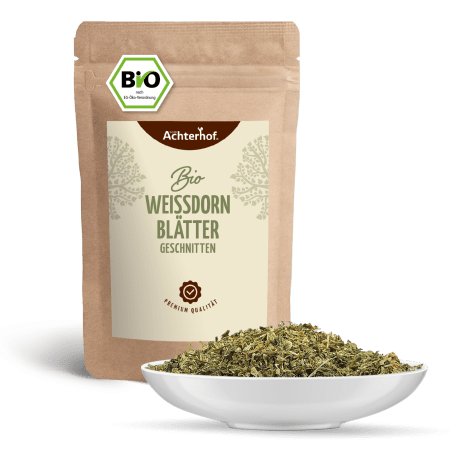 Weißdornblätter mit Blüten geschnitten Bio (500g)