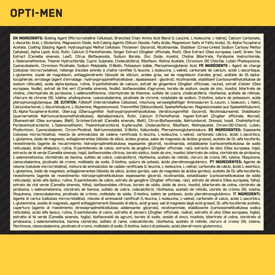Optimum Nutrition Opti-Men (90 Tabletten) online bestellen bei Vitafy ...