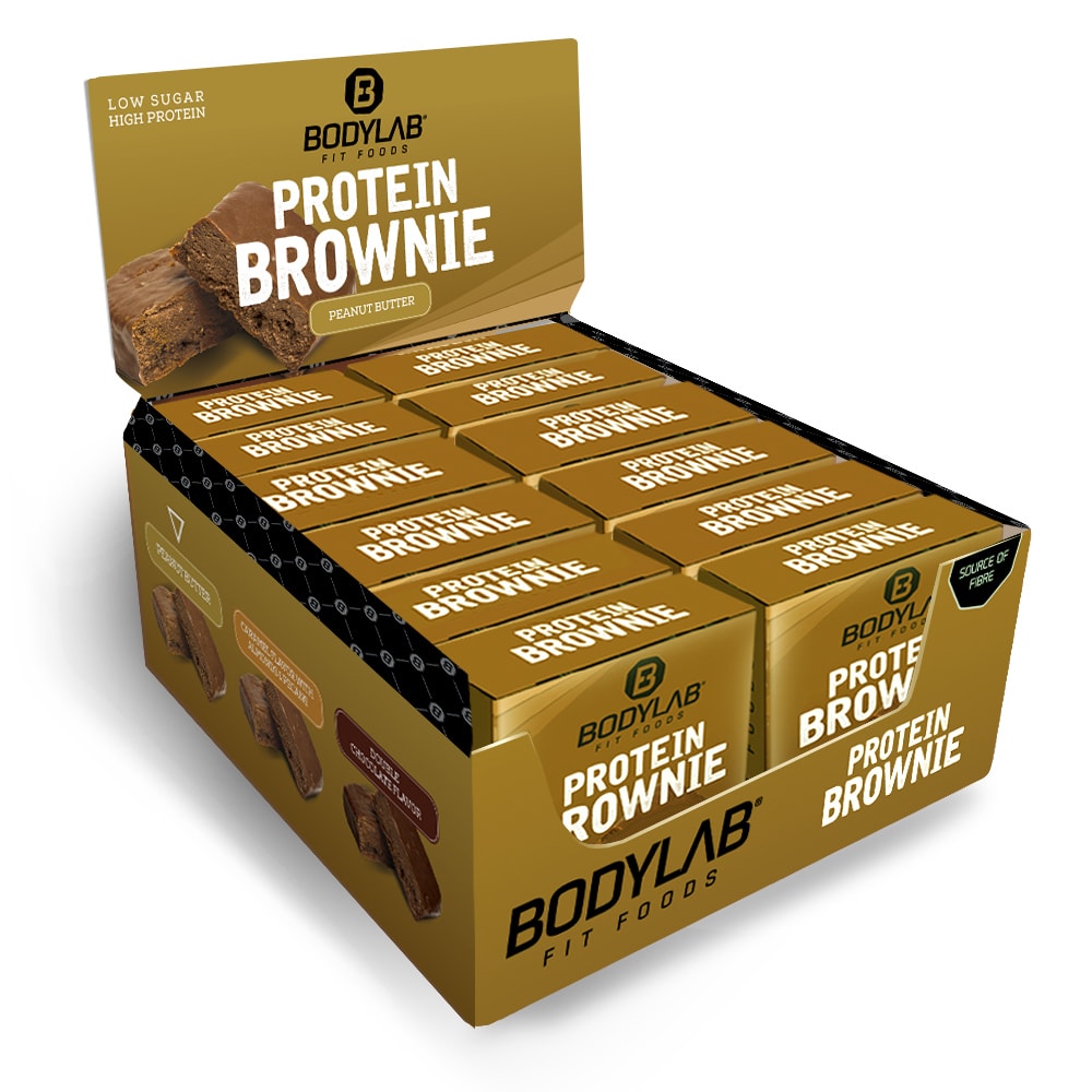 Protein Brownie - 12x50g - Caramel + Mandeln & Pekannüssen