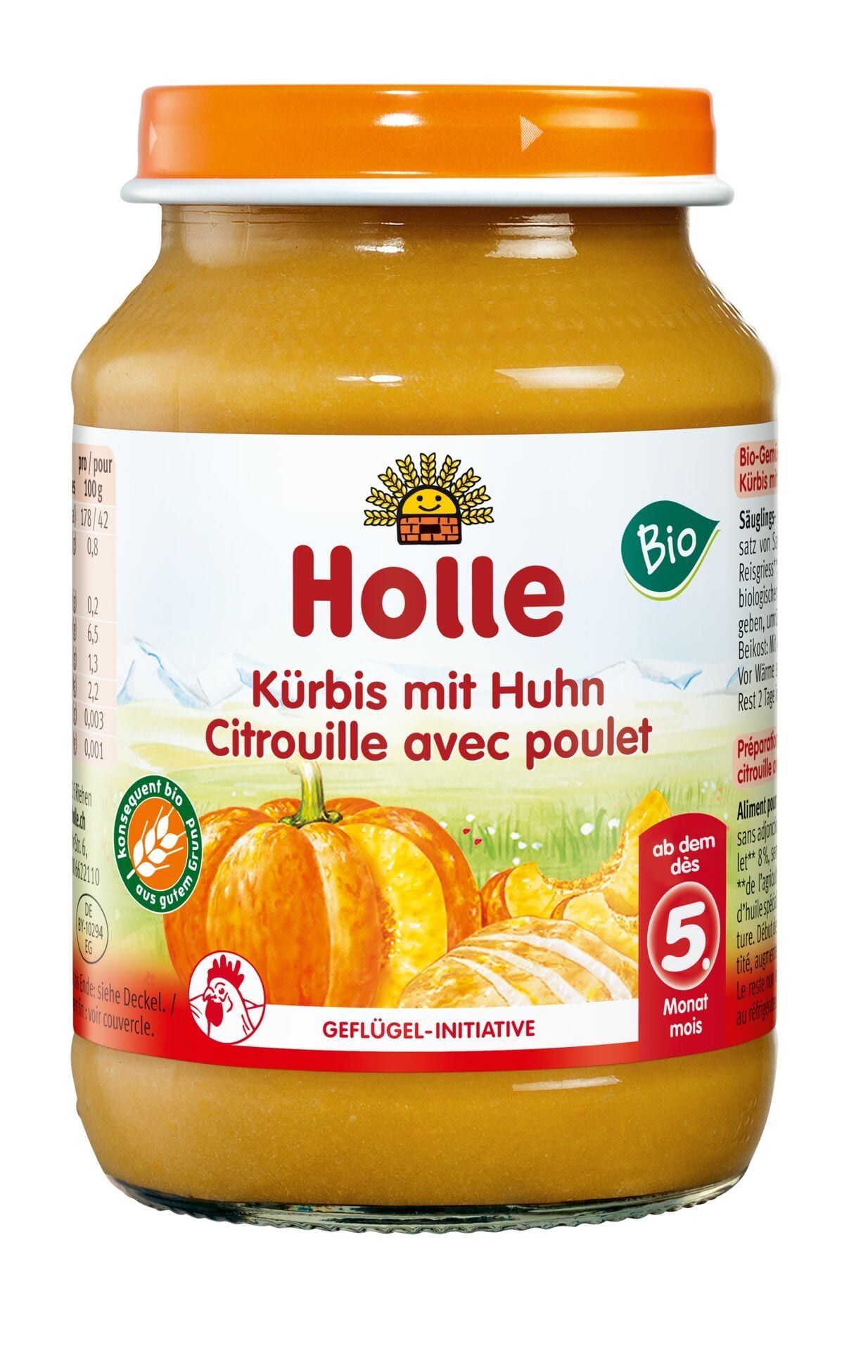 Bio Kürbis mit Huhn, ab dem 5. Monat (190g)