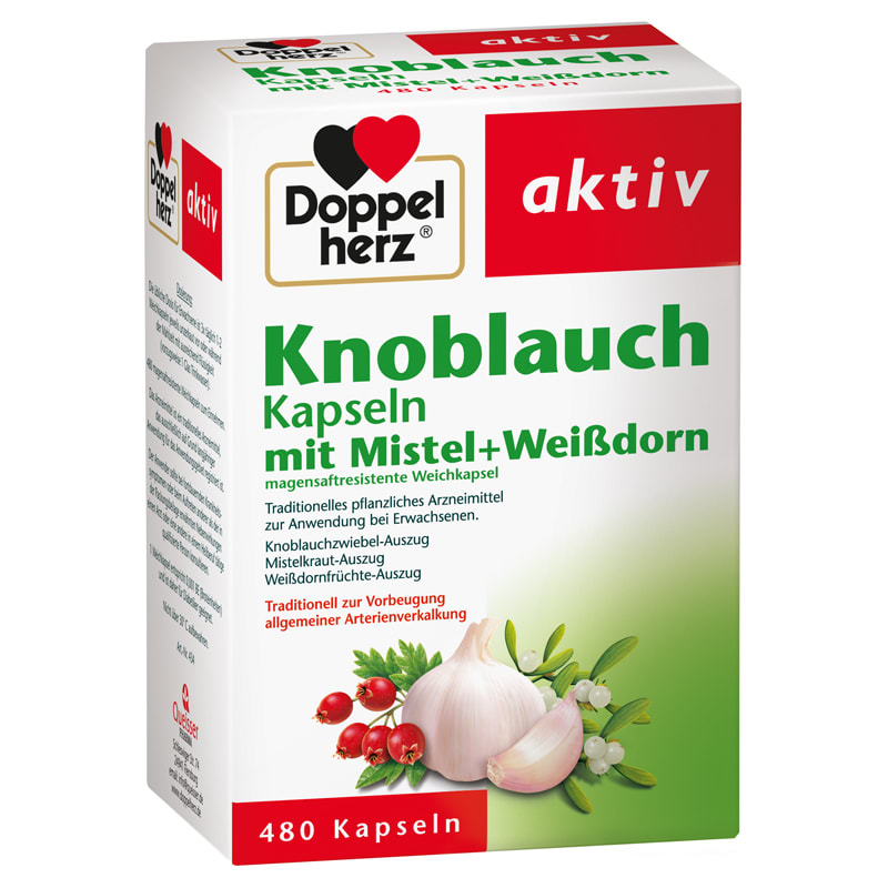 Knoblauch Kapseln mit Misteln + Weißdorn (480 Kapseln)