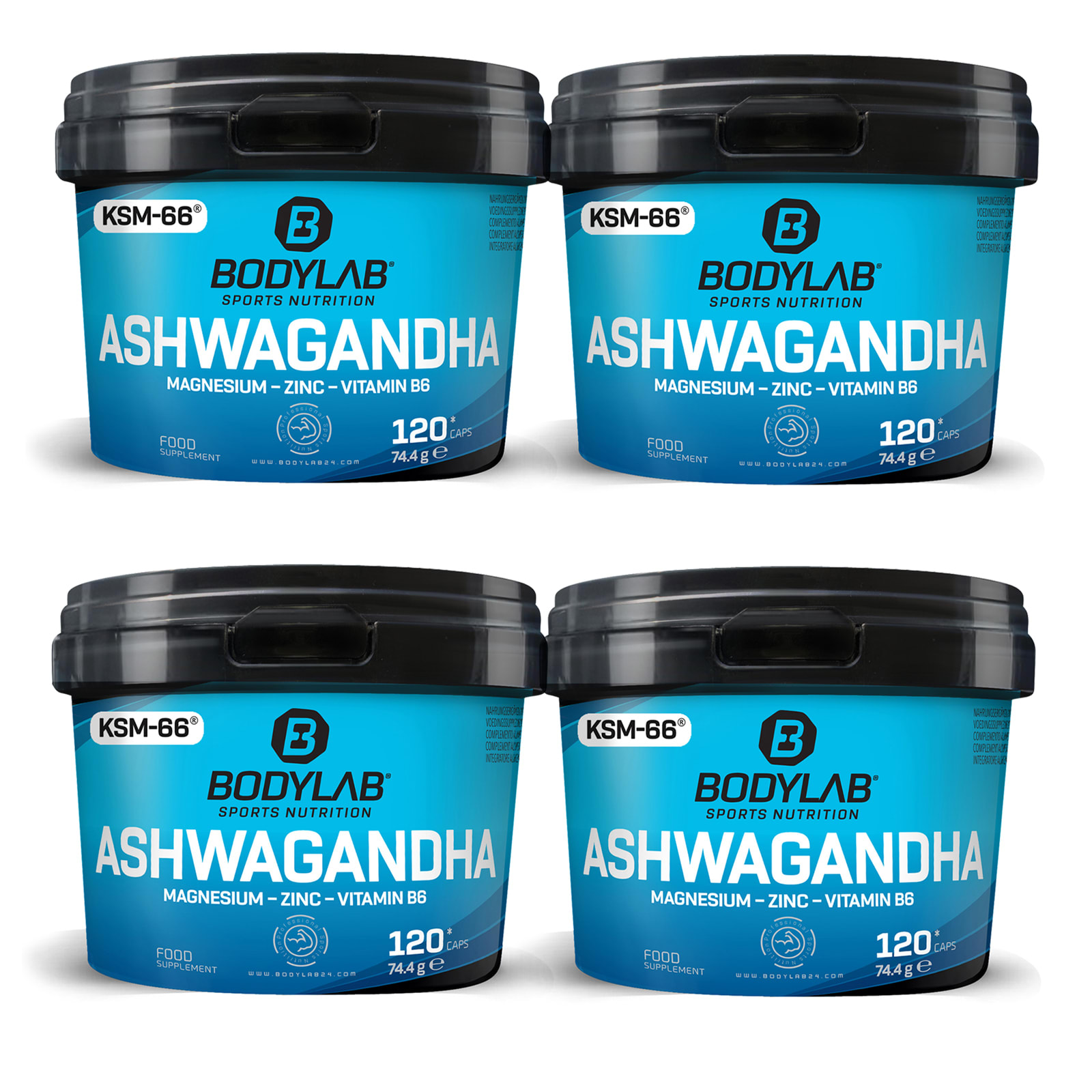 4 x Bodylab Ashwagandha + Magnesium Zinc Vitamin B6 (je 120 Kapseln