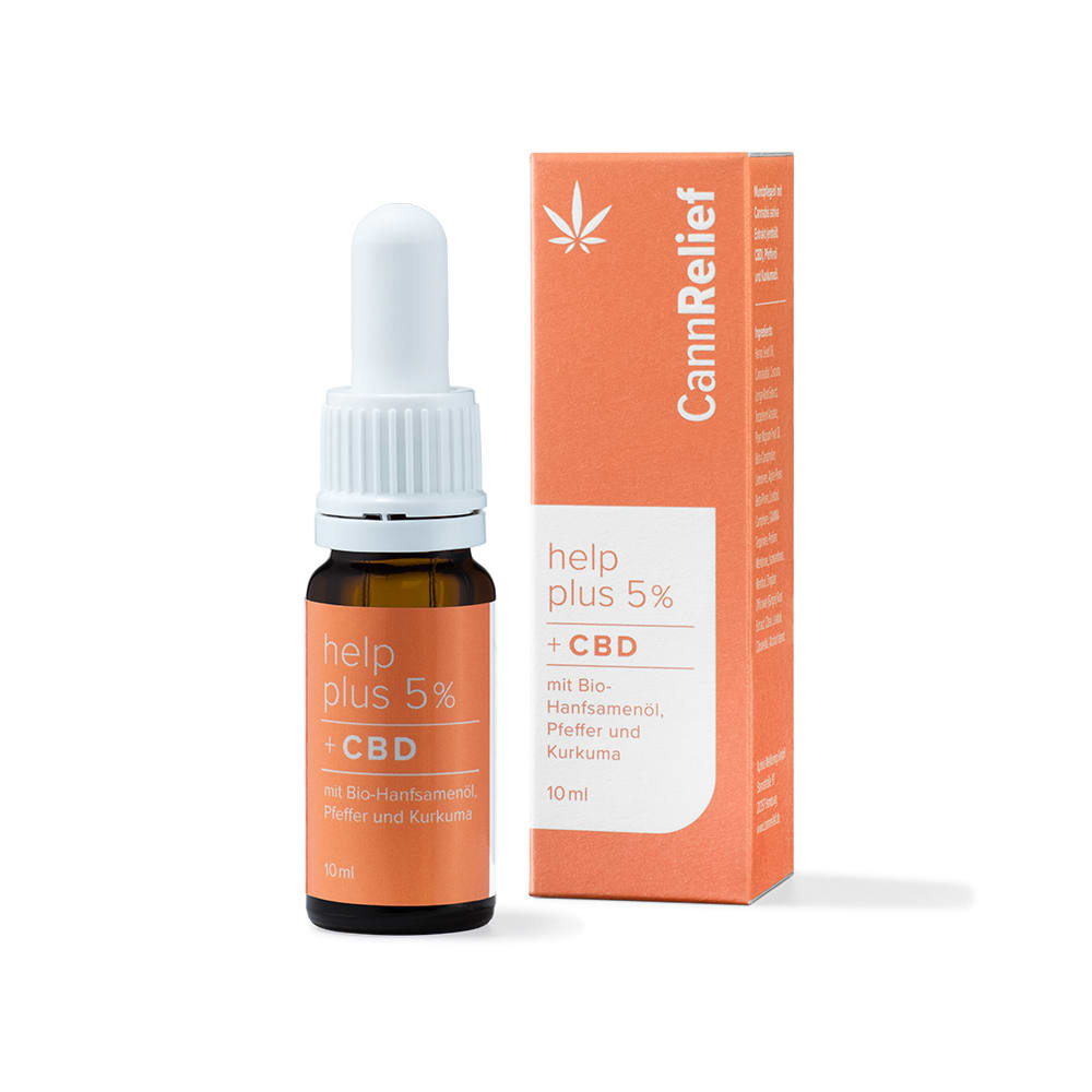 Help Plus 5% - Bio-Hanfsamenöl mit Pfeffer und Kurkuma (10ml)