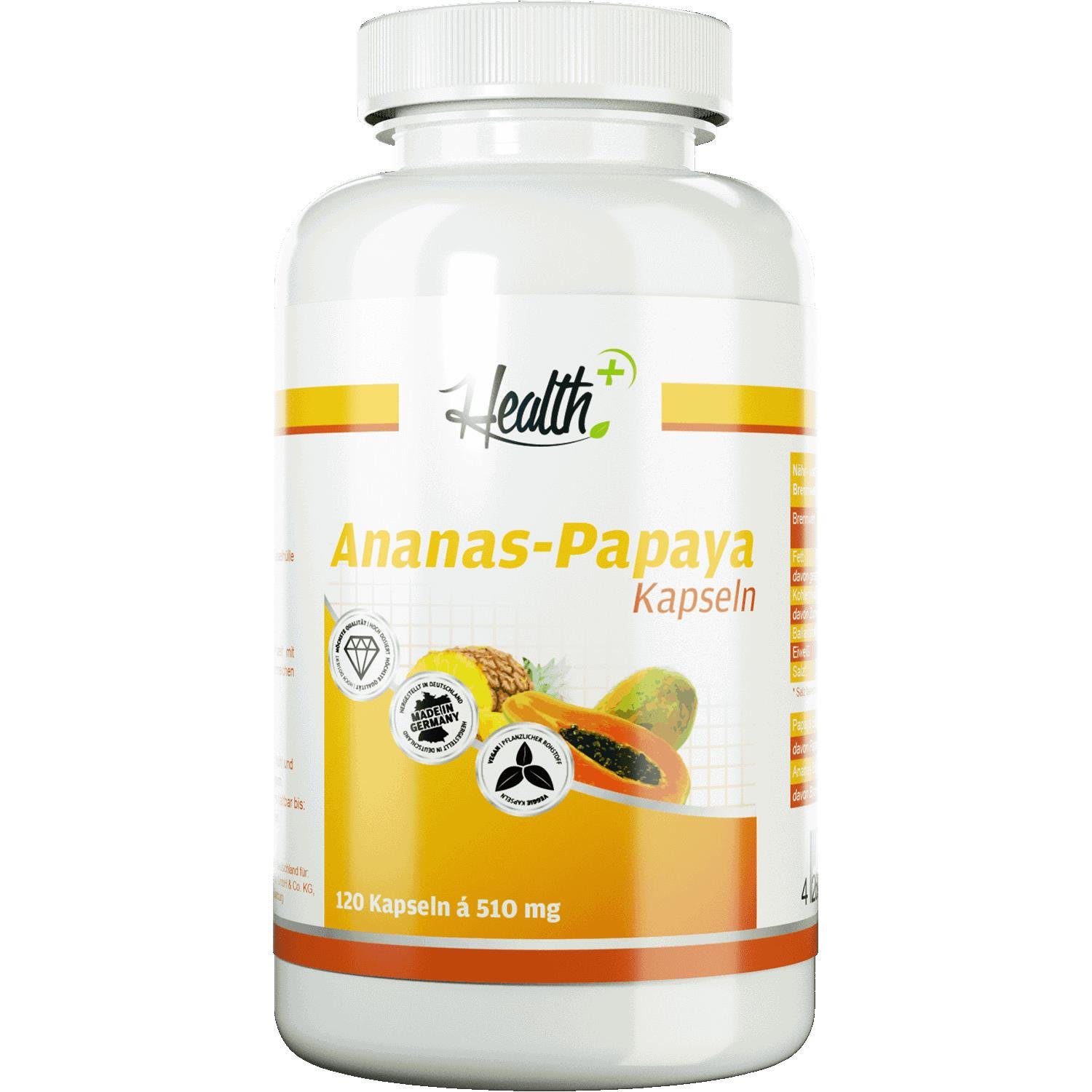 Health+ AnanasPapayaEnzyme (120 Kapseln) von Zec Plus Nutrition