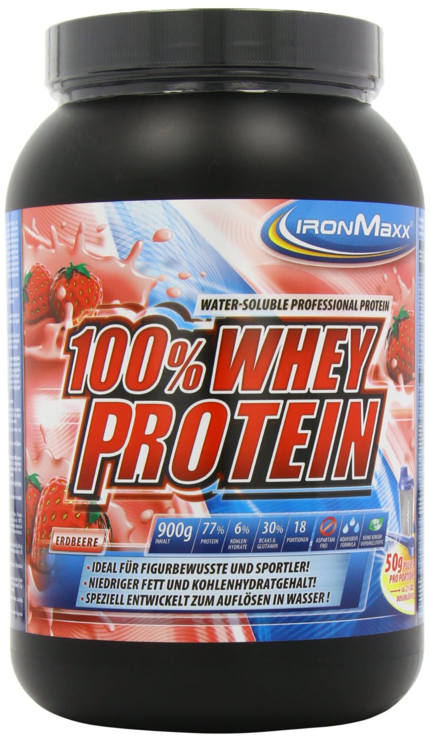 100% Whey Protein - 900g - Erdbeere