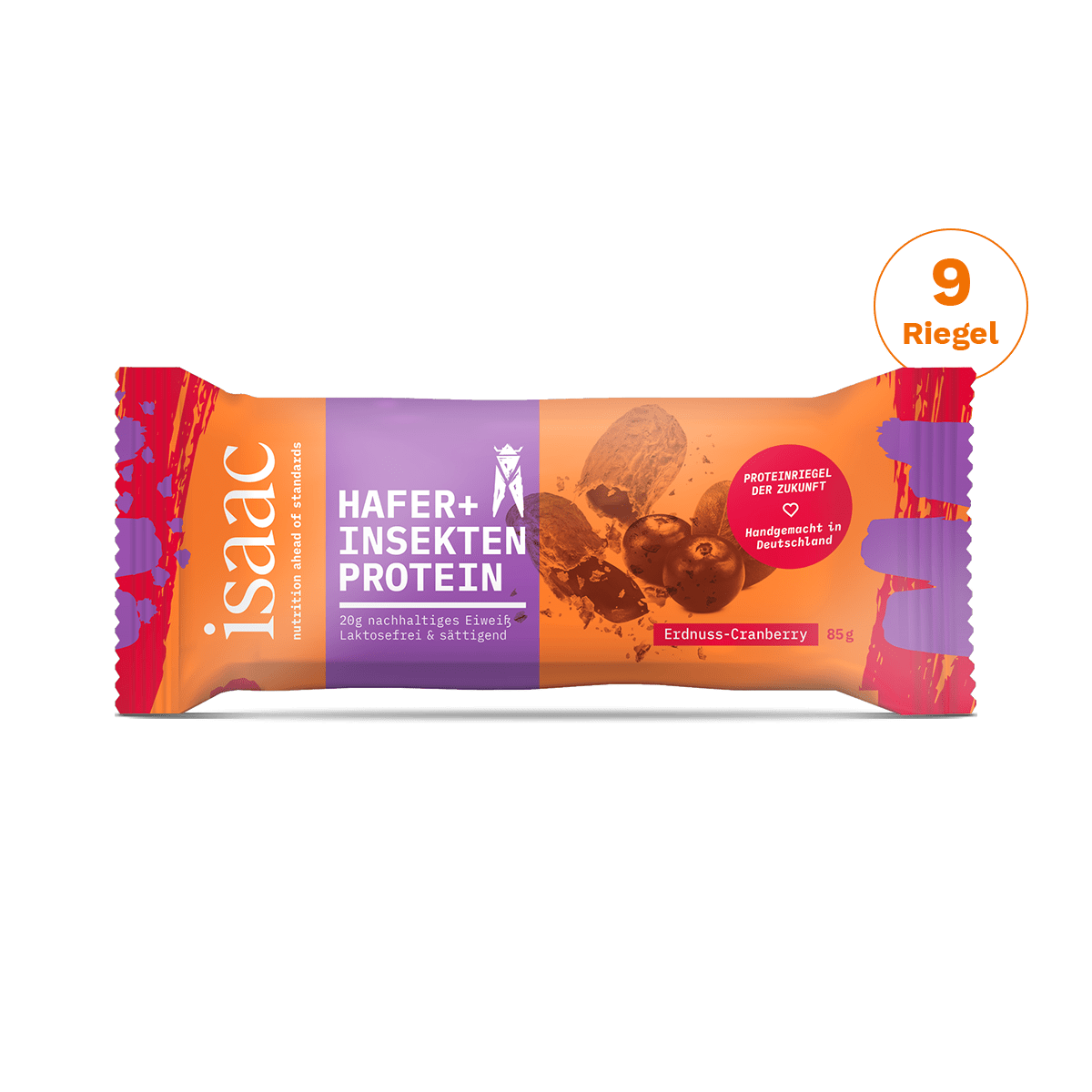 Hafer + Insektenprotein Riegel - 9x85g - Erdnuss-Cranberry