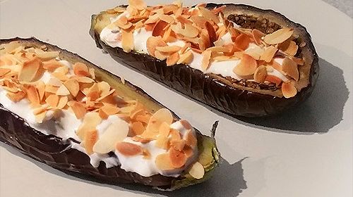 Auberginen mit griechischem Joghurt und Minze