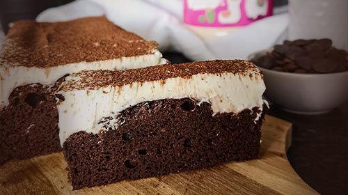 Alpaka Kuchen - Schokokuchen mit cremigem Topping