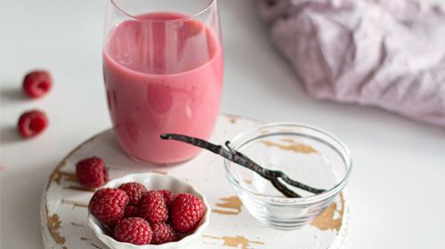Veganer Süßkartoffel Shake "Himbeere-Vanille"