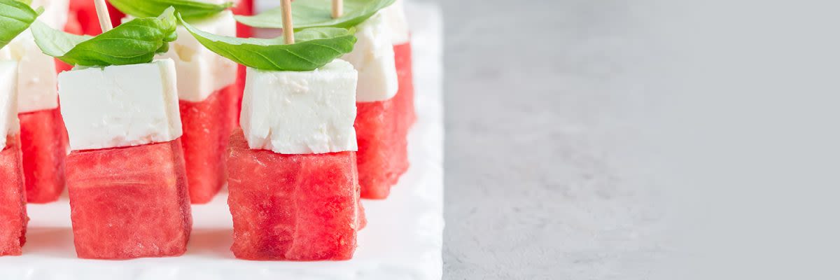 Schafskäse-Melonen-Spieße