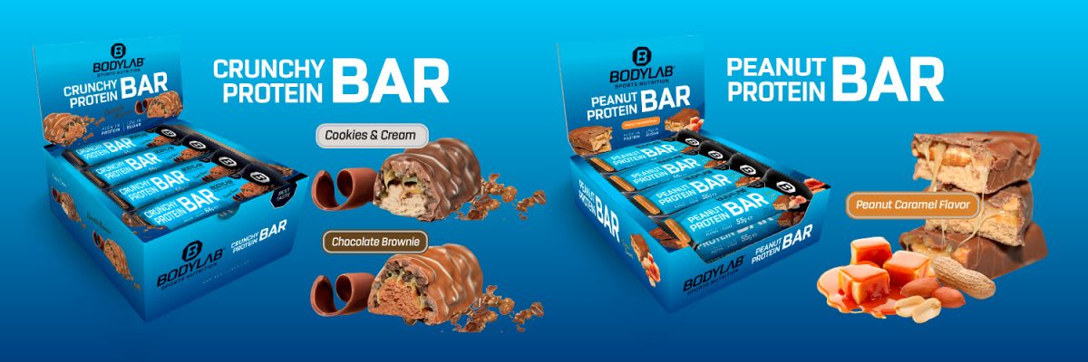 Crunchy Protein Bar en Peanut Protein Bar bij Bodylab24