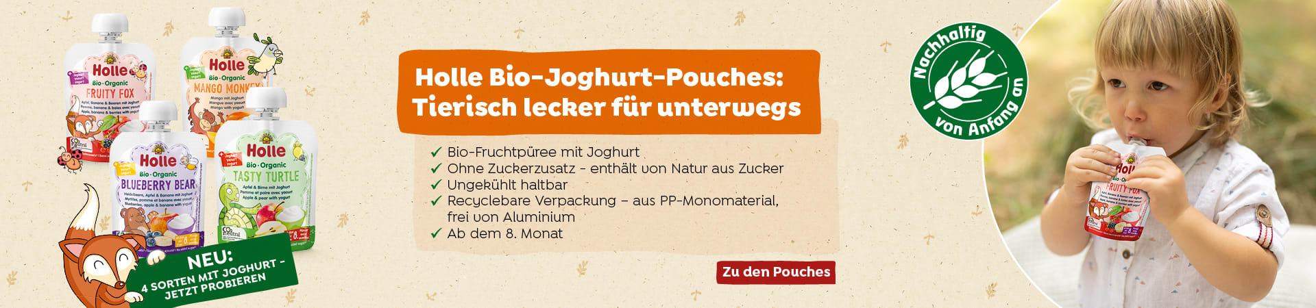 Neu im Shop: Holle Bio-Joghurt-Pouches