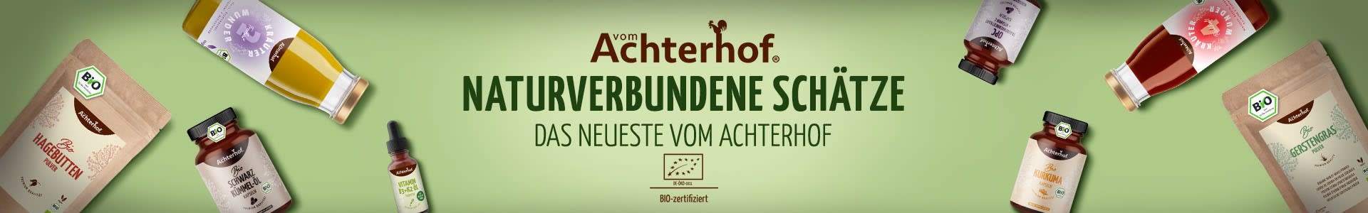 Entdecke jetzt die vom Achterhof Produktvielfalt in Bio Qualität und sichere dir 10% Rabatt.