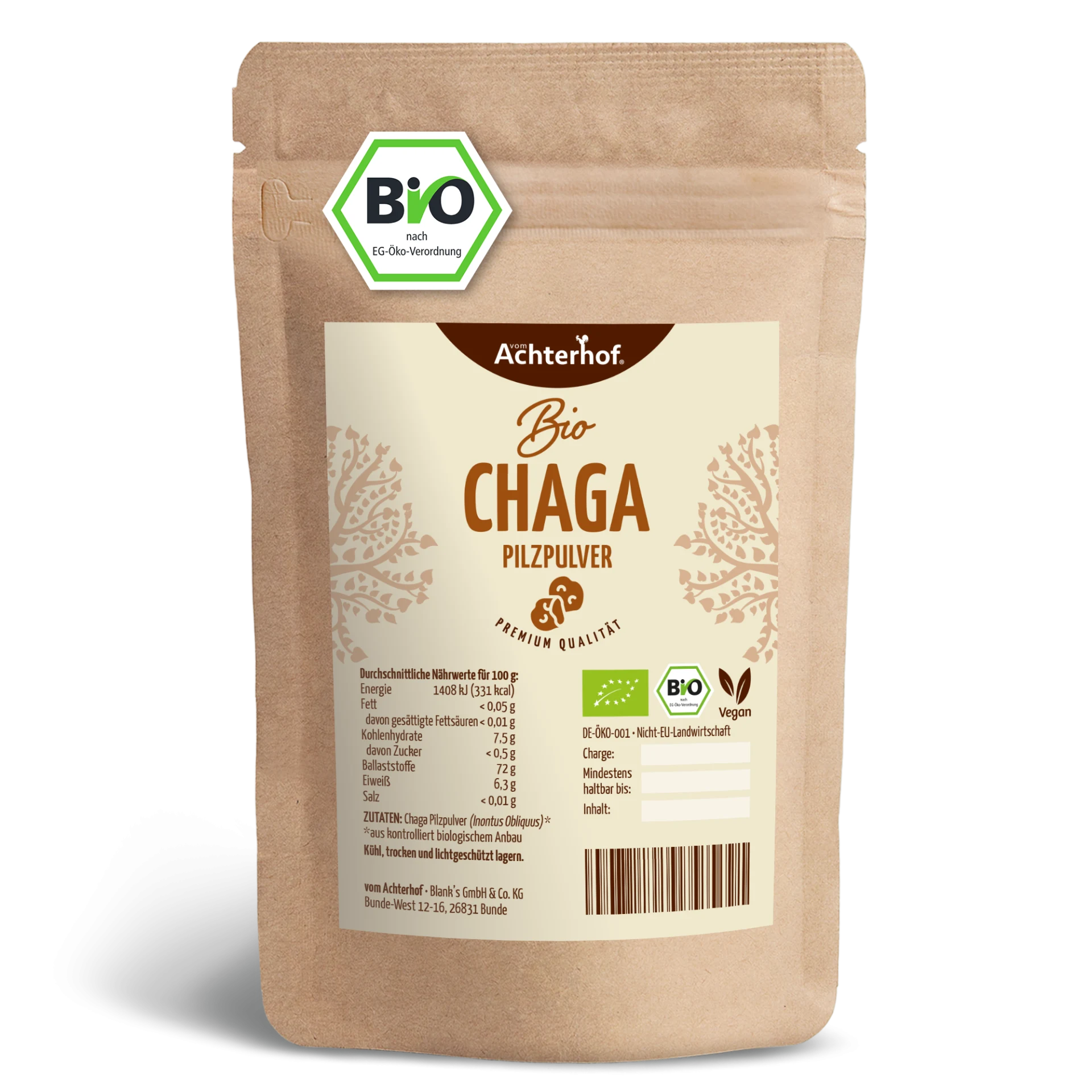 Bio Chaga Pilzpulver (100g) depicted
