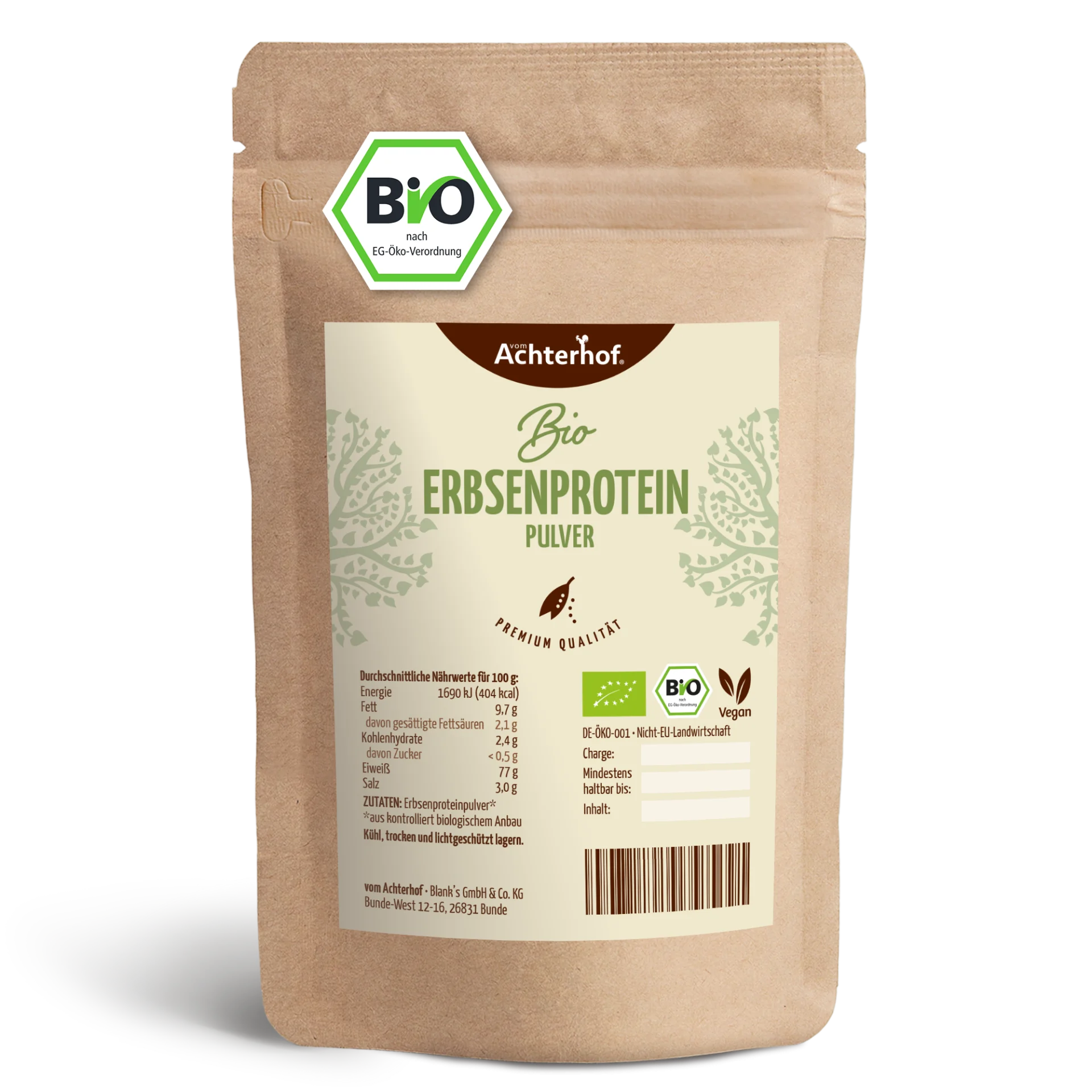 Erbsenprotein Pulver Bio (500g) depicted