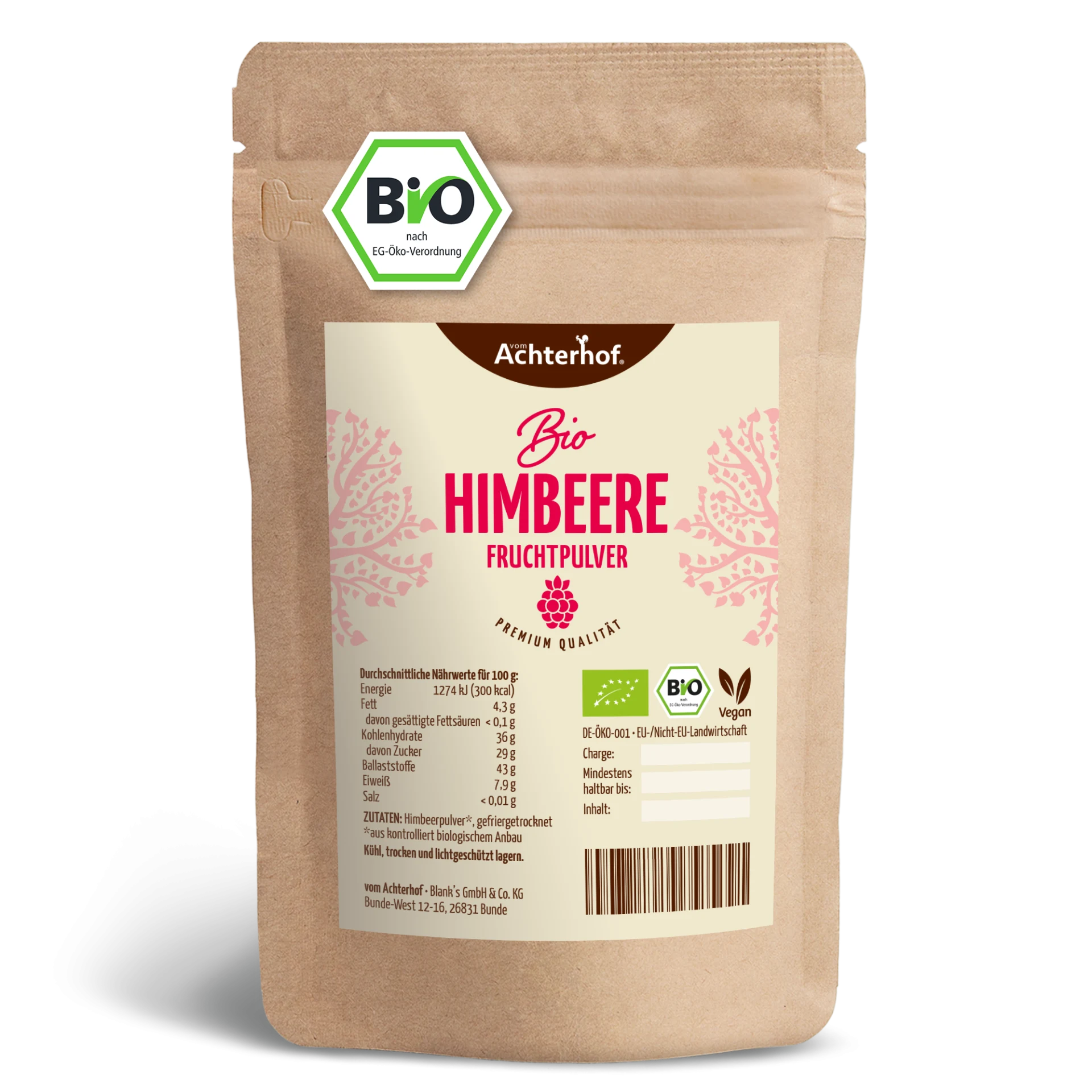 Bio Himbeere Fruchtpulver (100g) depicted
