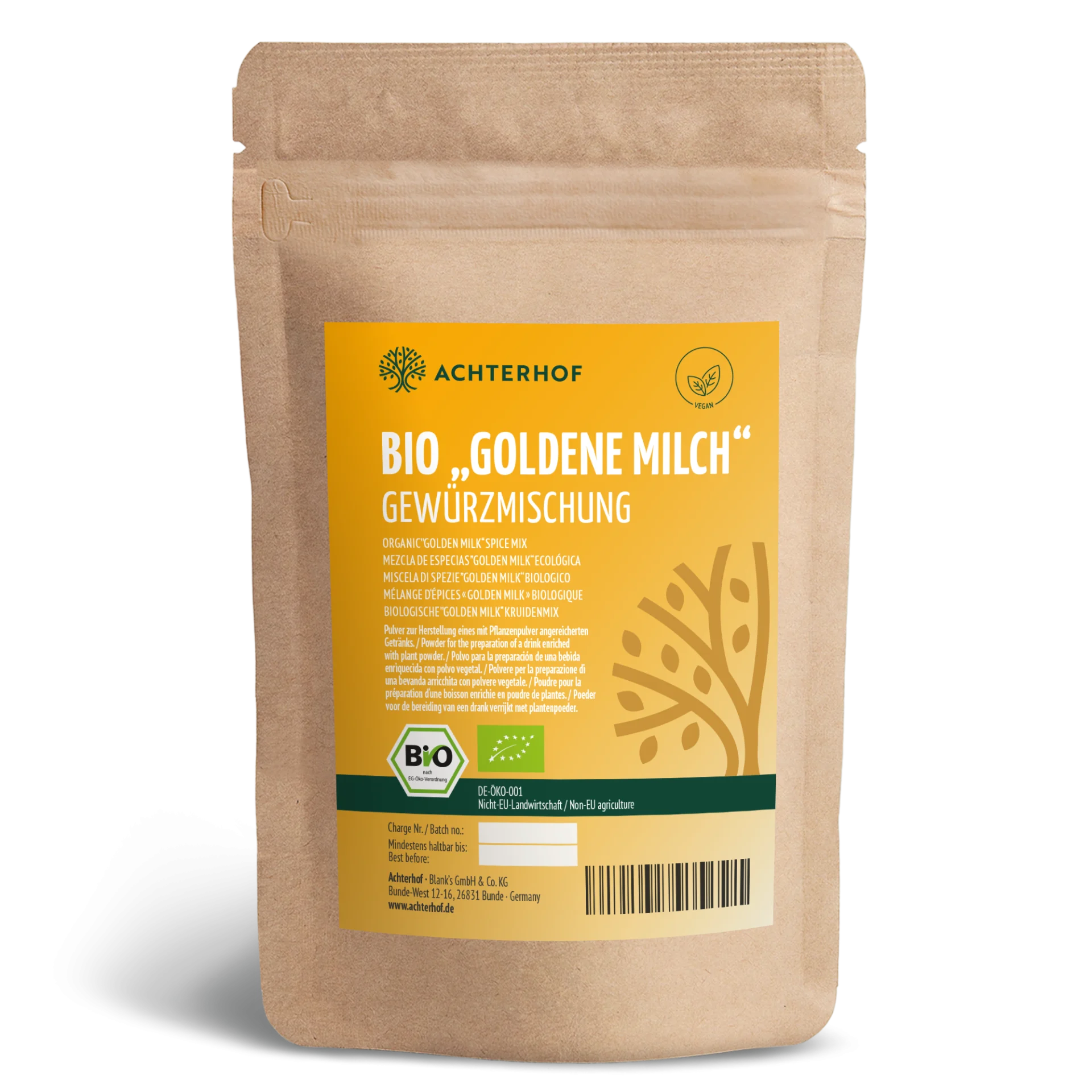 Goldene Milch Gewürzmischung Bio (500g) depicted