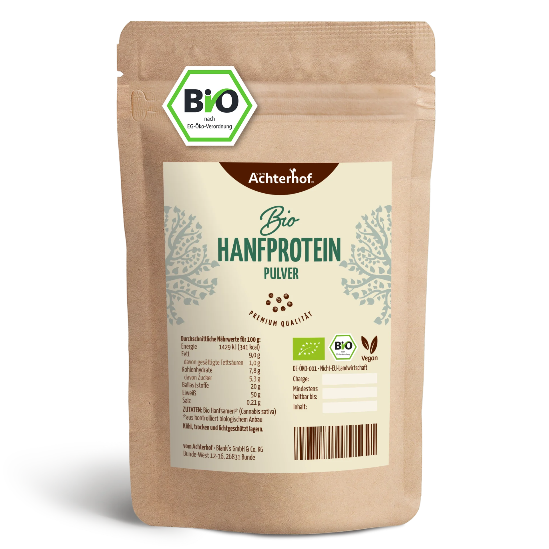 Hanfprotein Pulver Bio (250g) depicted