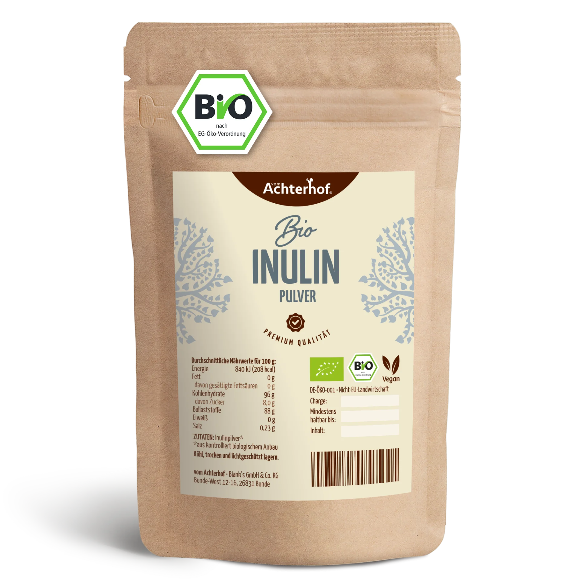 Inulin Pulver Bio (500g) depicted