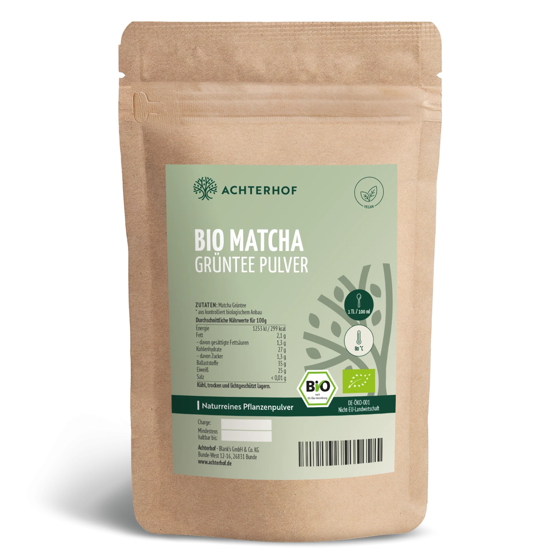 Bio Matcha Grüntee Pulver (100g) depicted