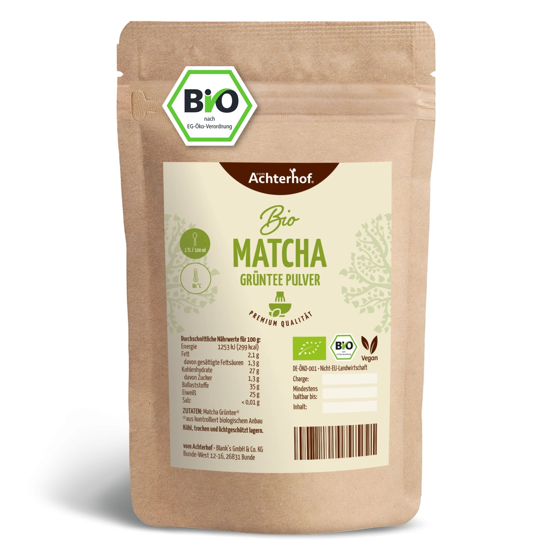 Bio Matcha Grüntee Pulver (100g) depicted