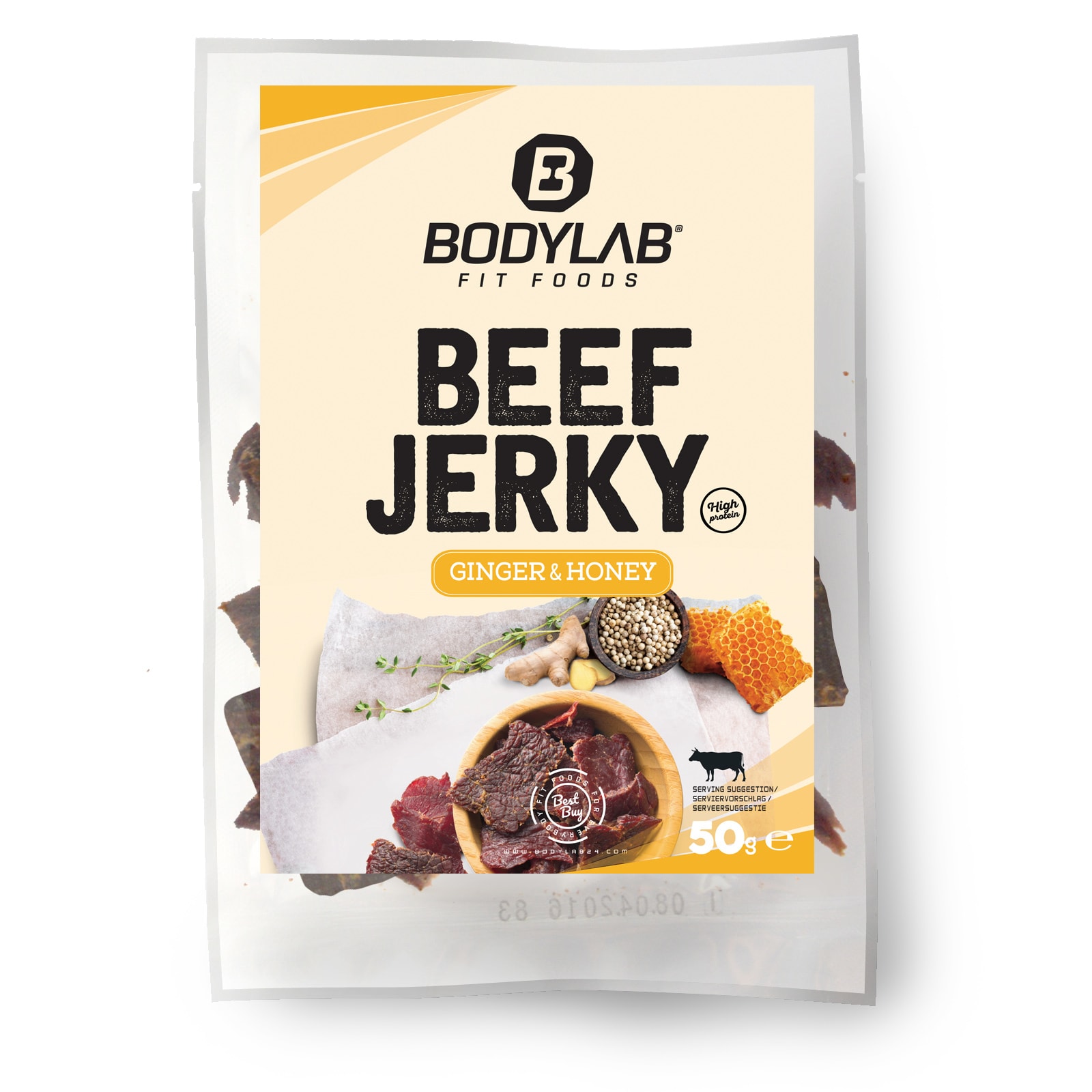 Bodylab24 Beef Jerky - 50g - Ginger & Honey