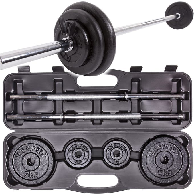 C.P. Sports Langhantelset mit Koffer 150cm - Ø30mm (25kg)
