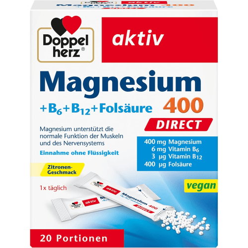 Magnesium 400 + B-Vitamine direct (20 Portionsbeutel) — Bild 2
