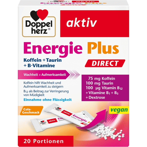 Energie Plus Koffein + Taurin + B-Vitamine Direct (20 Portionsbeutel) — Bild 2