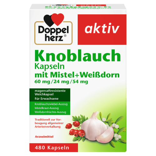Knoblauch Kapseln mit Misteln + Weißdorn + Vitamin B1 (480 Kapseln) — Bild 2